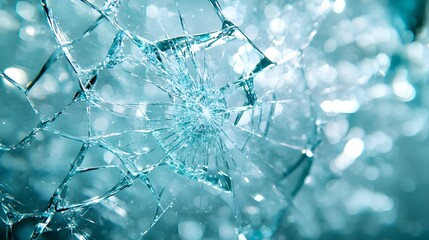 Broken Glass Texture, Abstract Teal & White Background