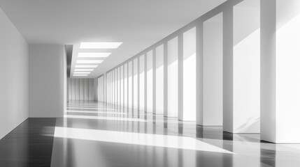 Fototapeta premium Minimalist White Corridor with Light.