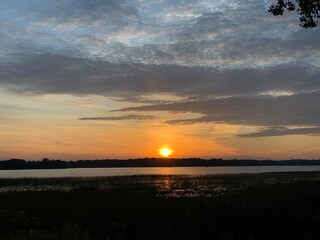 sunset over the river