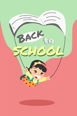 back to school illustration girl skydiving with a book