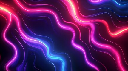 Abstract Neon Glow Waves Background