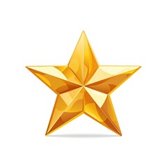 Obraz premium Gold Star Symbol Isolated Element Award Icon Holiday Object Golden Medal Concept Astronomy Shape Web Graphic on White Background for Easy Editing