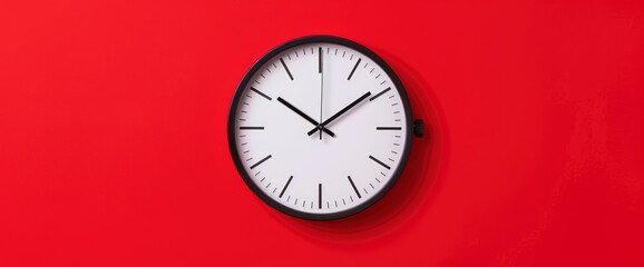 Modern Clock on Red Background