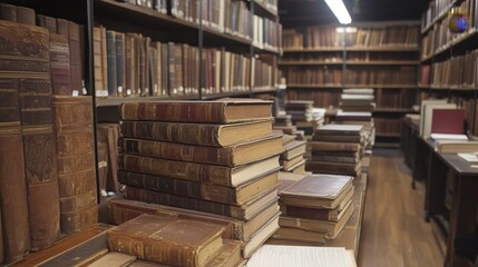 Obraz premium Antique Bookshelf Stacks.