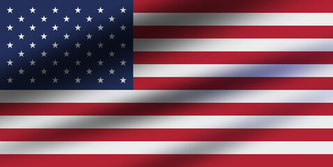 USA flag developing in the wind with white stars, red and blue stripes. Symbol of the United States of America. Wavy flag with light and shadow