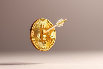 A golden coin with the letter B on it is shot through the air, Bitcoin and crypto