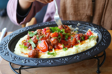 closeup of Turkey Meatballs on a plate 