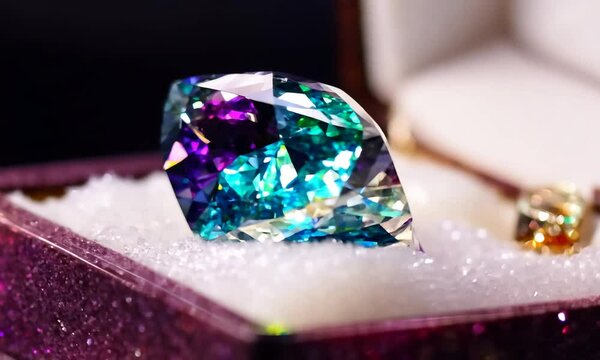 Close-up view of a rare raw alexandrite gemstone in an open jewelry box, natural gemstones, luxury jewelry