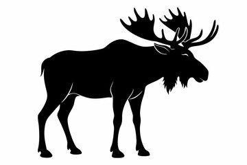 moose silhouette, moose vector illustration