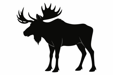 moose silhouette, moose vector illustration