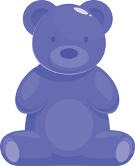 Cartoon illustration of a blue gummy bear sitting down
