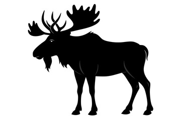 moose silhouette, moose vector illustration