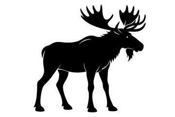 moose silhouette, moose vector illustration