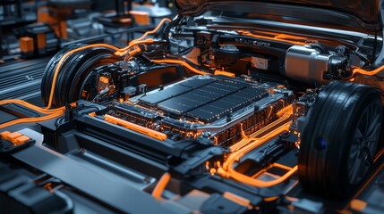 Fototapeta premium Electric Car Battery.