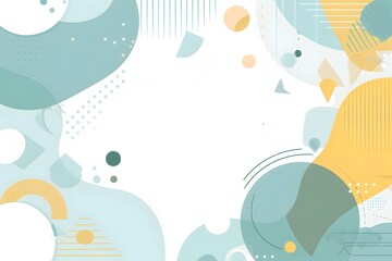 Obraz premium abstract flat background with simple shapes and lines in pastel pink, teal green, white, and beige colors. Geometric shapes and minimalistic design elements are used with a muted color palette.