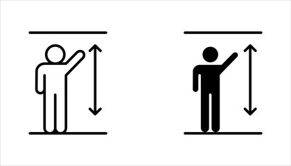 human measures height icon set, scale with man, thin line symbol vector illustration on white background