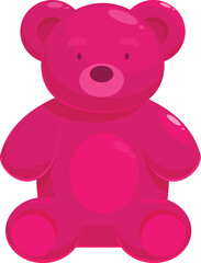 Pink gummy bear sitting down, a sweet treat for children and adults alike