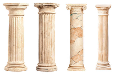 classic columns showcasing various architectural designs and textures, ideal for historical or artistic themes.