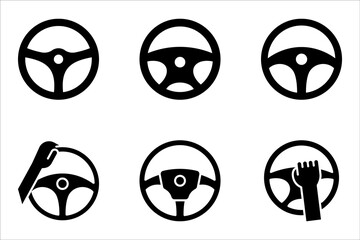 Steering wheel icon set. Automobile steer wheel vector illustration on white background