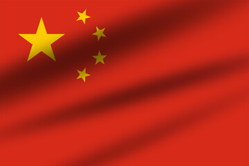 National flag of china. Wavy flag with light and shadow