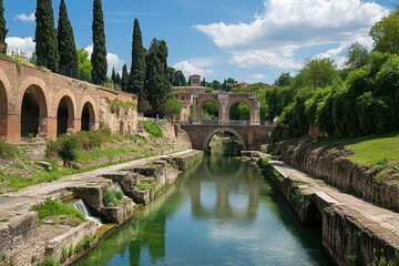 Fototapeta premium A historic city with an ancient network of aqueducts and underground tunnels, blending old with new