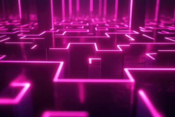 A neon-lit maze with glowing lines, creating an abstract and futuristic background for design projects