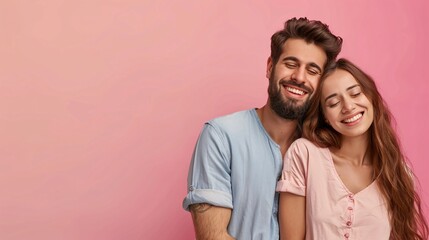 Obraz premium Ultra-clear photograph of a husband and wife couple enjoying a moment together on a solid color background