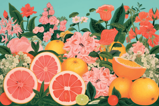 Vibrant citrus floral illustration