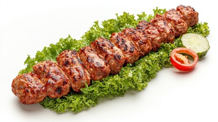 Turkish kebab isolated on white background. Turkish name; Kebap or adana kebap