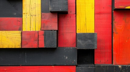 Abstract Red, Yellow, Black Wooden Background.