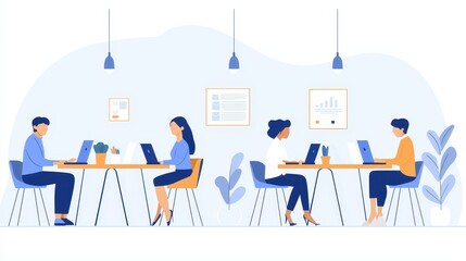 Naklejka premium Teamwork Collaboration Office Workers Laptop Computer