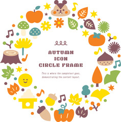 秋素材のアイコンイラストリース円形枠