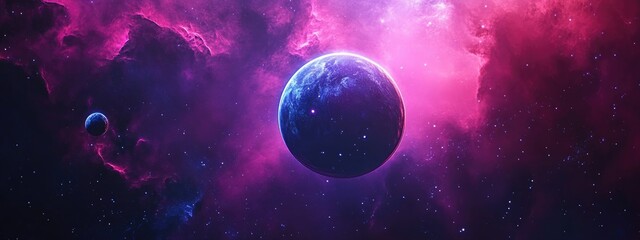 Naklejka premium High resolution deep space image featuring a 3D cartoon rendering of a nebula perfect for science fiction fantasy themes wallpapers and prints