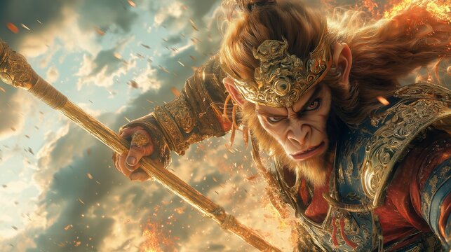 Sun Wukong, the Monkey King in the traditional Chinese myth of Journey to the West