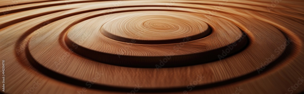 Aufkleber Concentric abstract background featuring a wood texture in 3D cartoon rendering