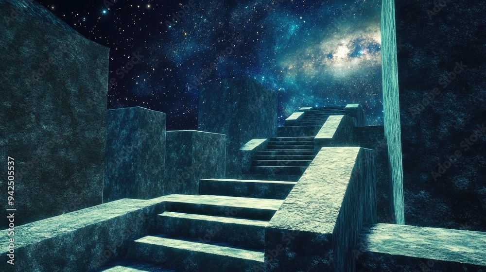 Poster steps into the cosmos depicted in 3d cartoon rendering