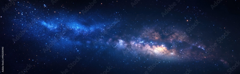 Poster Deep space background featuring stardust and shining stars highlighted by a cosmic Milky Way backdrop A conceptual image showcasing space with star and pixie dust glitter effects