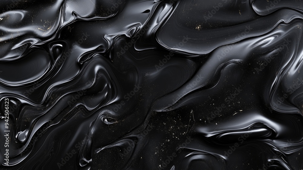 Poster art abstract paint blots background in black colors featuring a marble texture presented as a 3d car
