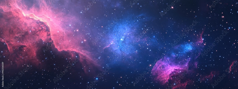 Poster Infinite space with nebulae and stars in a 3D cartoon rendering