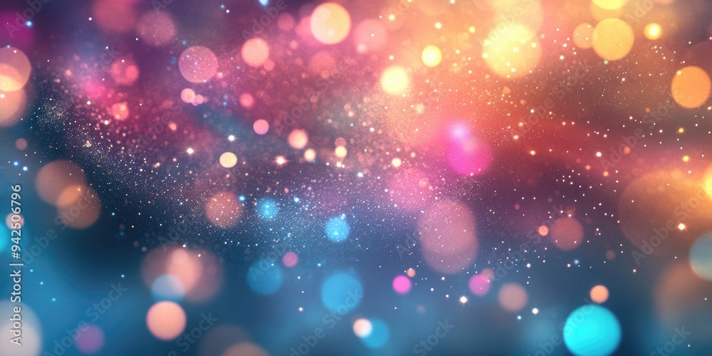 Poster Elegant abstract background with bokeh lights and stars in a 3D cartoon rendering texture