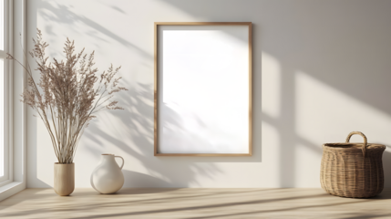 room with window and curtains, with PNG photo frame mockup file