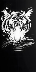 head of a tiger, water ink