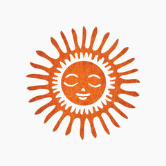 Radiant sun with serene face