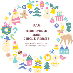 クリスマス素材のアイコンイラストリース円形枠