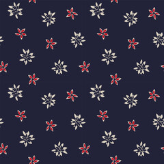 Red Botanical Floral Seamless Pattern Design