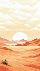Desert sunrise pixel art landscape