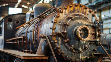 Fototapeta premium Rusty steam engine close-up.