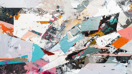 Fototapeta premium Abstract collage with vibrant colors and geometric shapes.