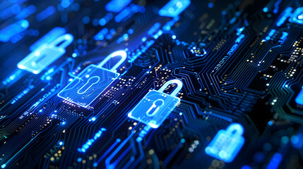 Fototapeta premium Security and data protection in technological development