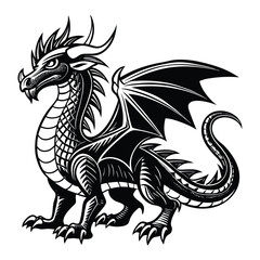 black dragon silhouette vector illustration